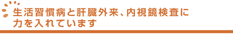 肝臓外来、内視鏡検査と生活習慣病診療に力を入れています